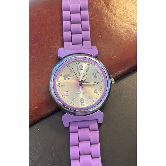 Women's Silver Tone Lueur De Ice Watch, Purple Poly Band and Bezel - Picture 3 of 4